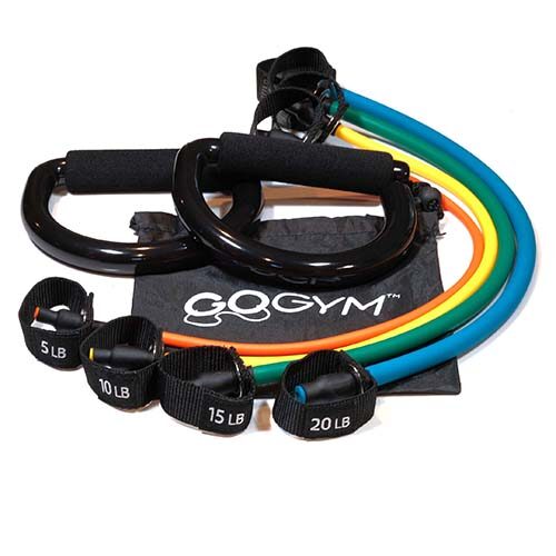 GOGYM PRO with Steel D-shape handles (BLACK) & Resistance Cords