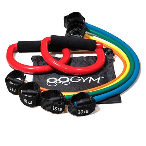 GOGYM PRO with Steel D-shape handles (RED) & Resistance Cords