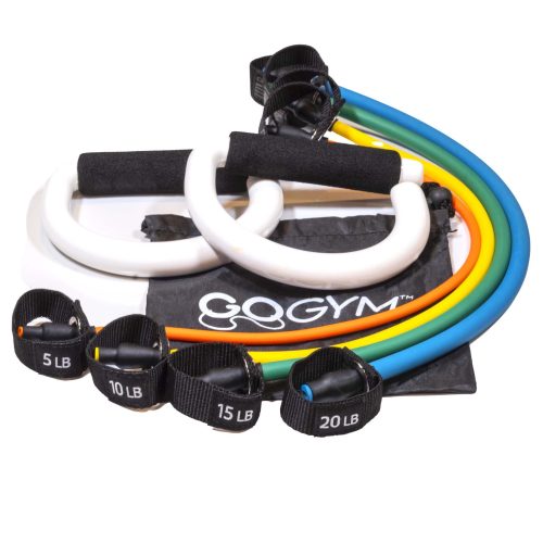 GOGYM PRO with Steel D-shape handles (WHITE) & Resistance Cords